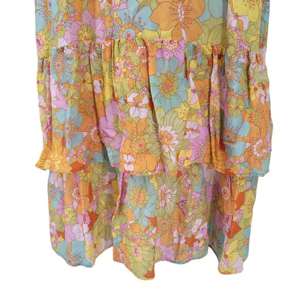 Show Me Your Mumu Women's Cait Midi Dress Groovy Blooms Floral Boho‎ Ruffle Sz M - Picture 5 of 10